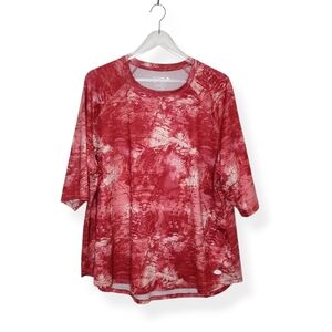 Reel Legends Reel-Tec Short Sleeve Red Tie-Dye Top UPF 50+ Shirt Plus Size 2X